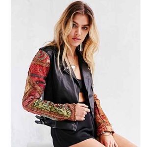 Ecote embellished bohemian faux leather jacket